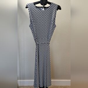 Charter Club Navy and White Geometric Dress